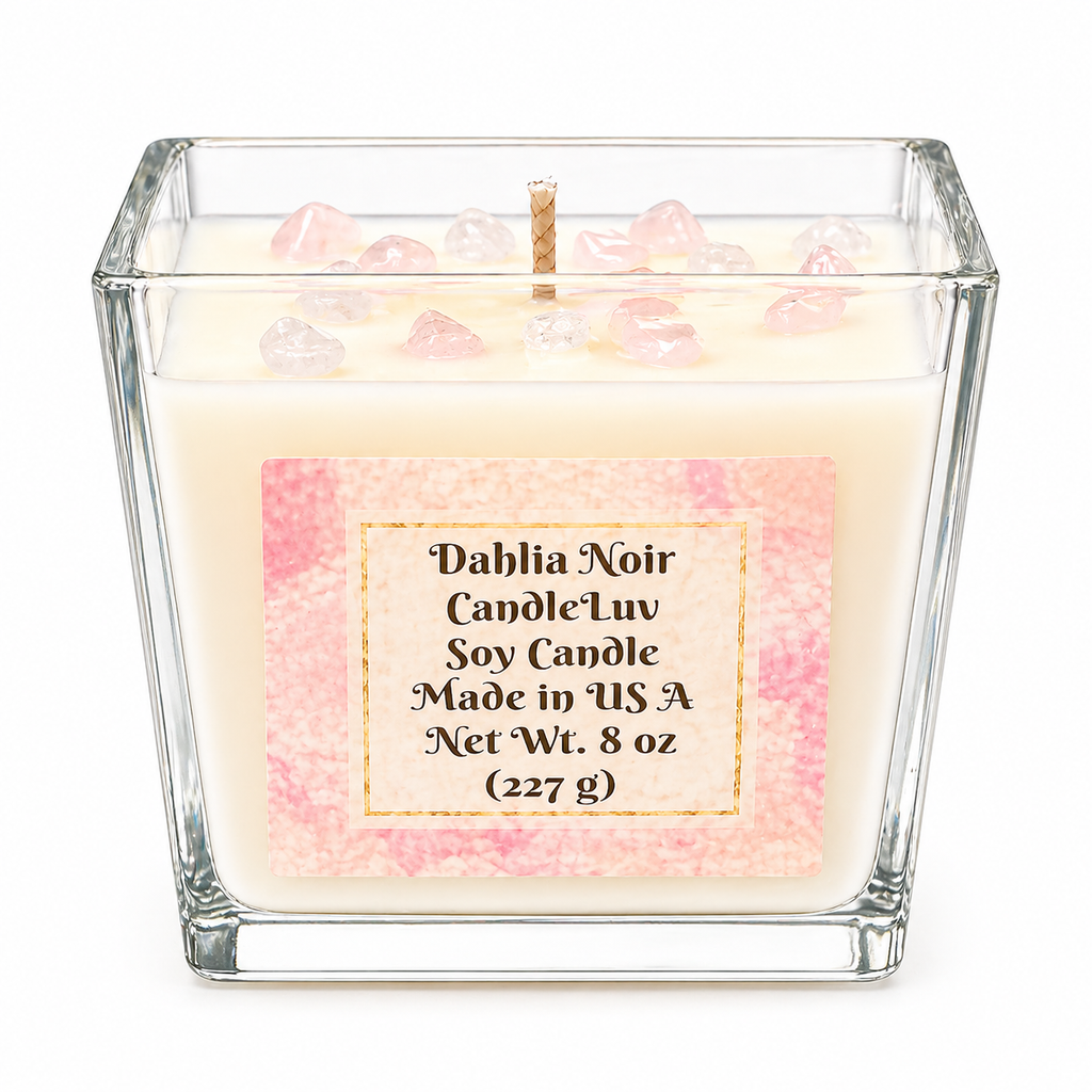 CandleLuv – Dahlia Noir 8 oz Soy Candle (Rose Quartz Infused)