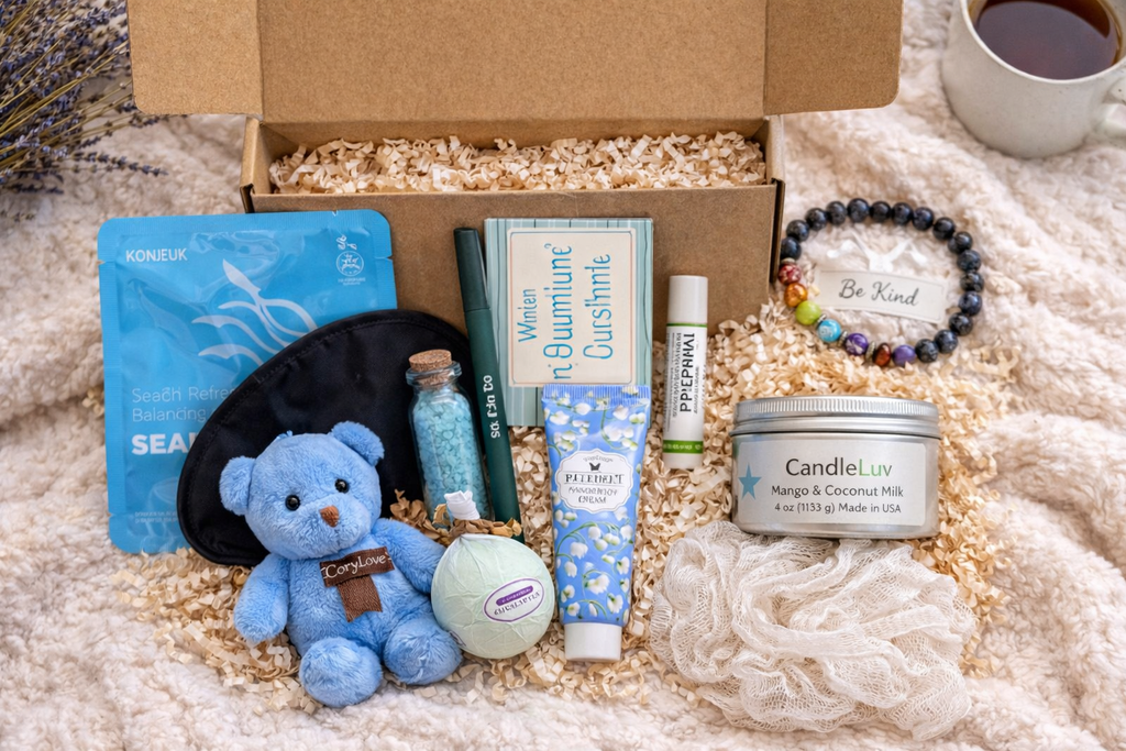 Spa Gift Box Set – Self Care Relaxation Kit with Candle & Bath Essentials