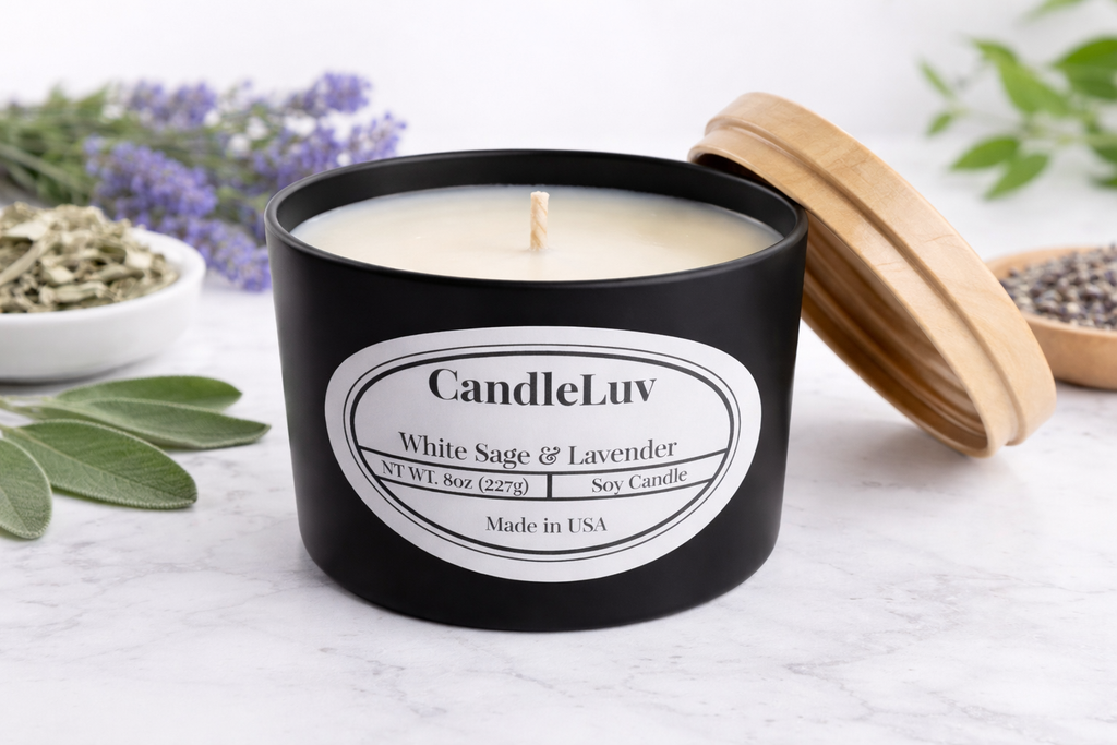 White Sage & Lavender 8 oz Soy Candle