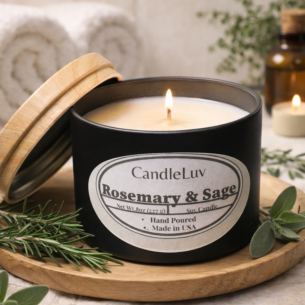 Rosemary & Sage Soy Candle – 8oz