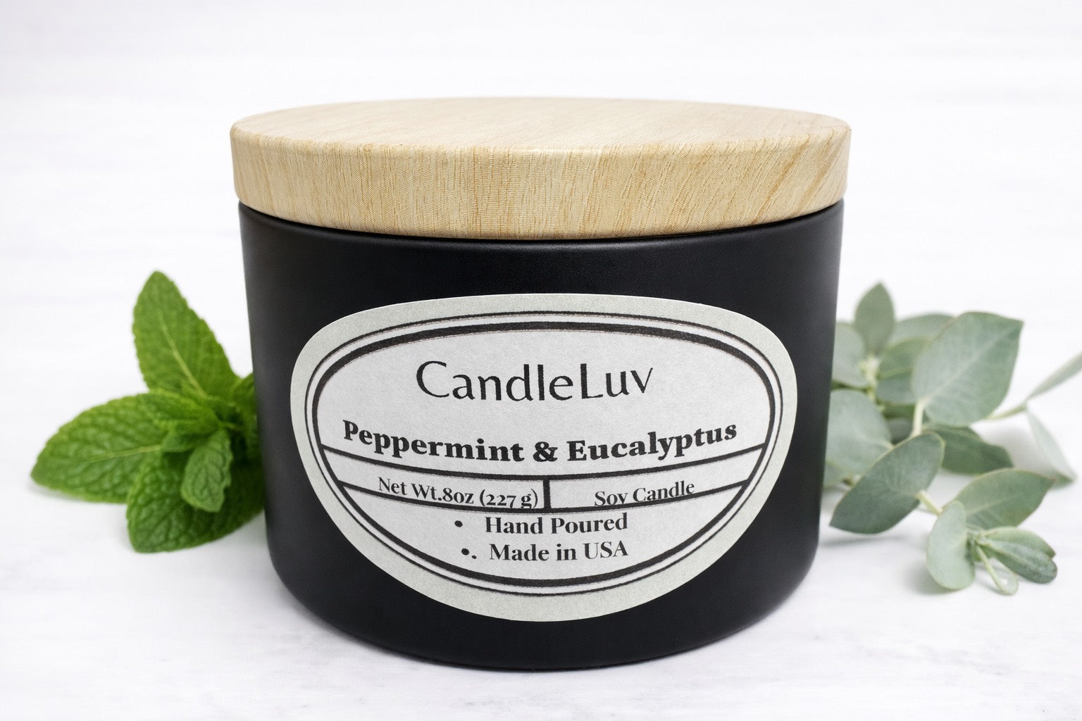 Peppermint & Eucalyptus – 8 oz Soy Candle
